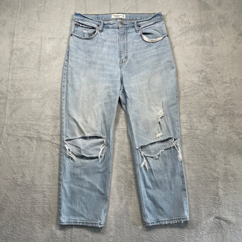 Abercrombie & Fitch Ankle Straight Jeans Womens 30/10S  Curve love Distressed